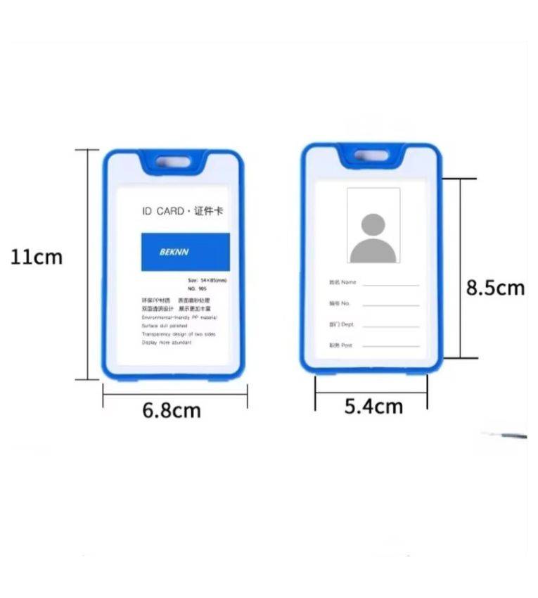 (74x105 mm) 10 Porte-Badges professionnel de travail en plastique Bleu